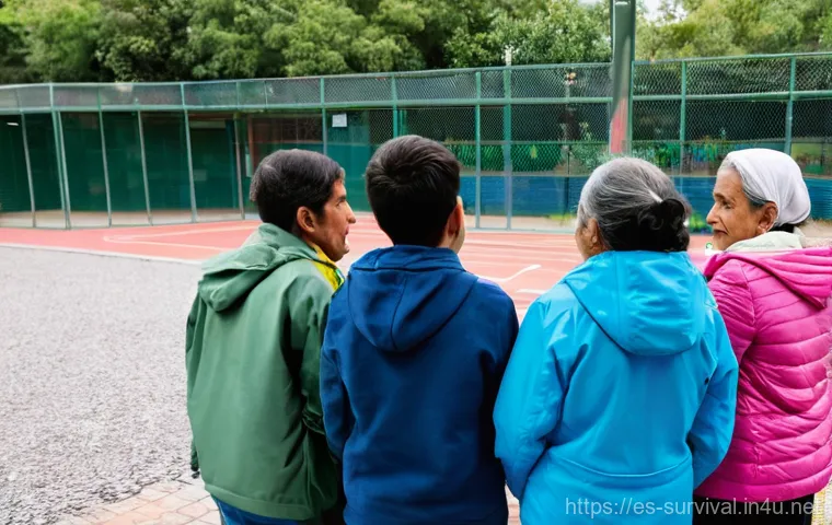 재난 발생 시 대피소 찾는 법 - **Community Hub in a Crisis:** A vibrant, diverse group of people from a Spanish-speaking community,...